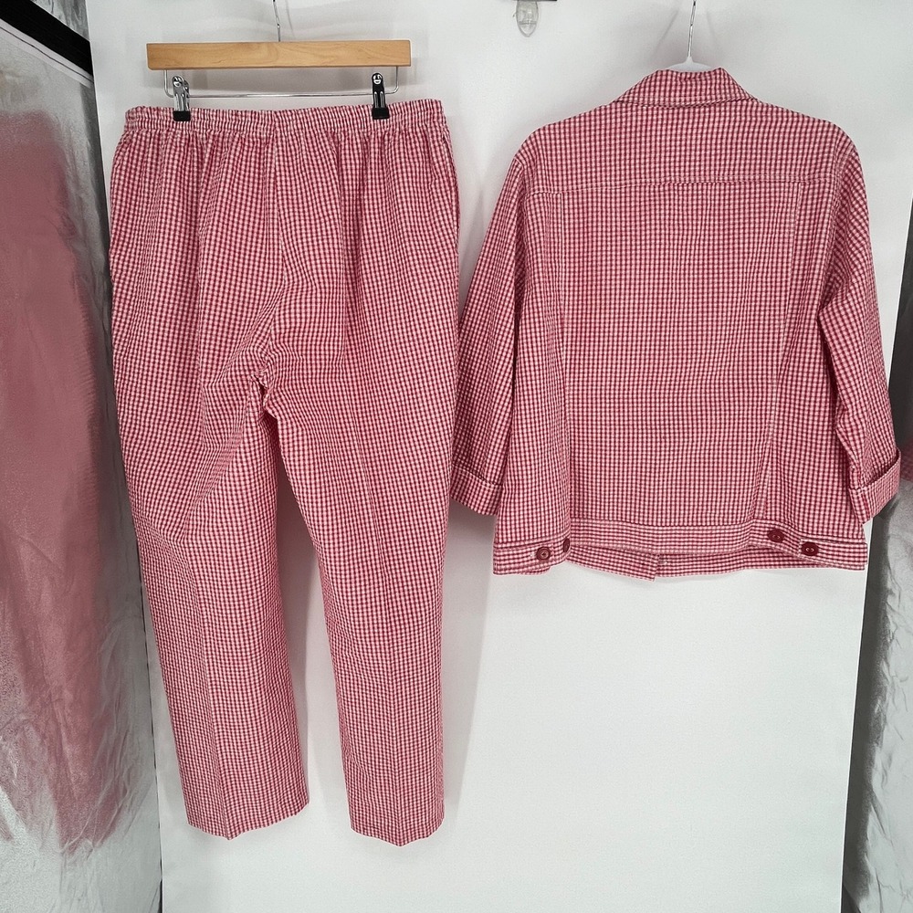 Draper’s & Damon’s Women's Red Gingham Jacket & Pants Set - Picture 3 of 13